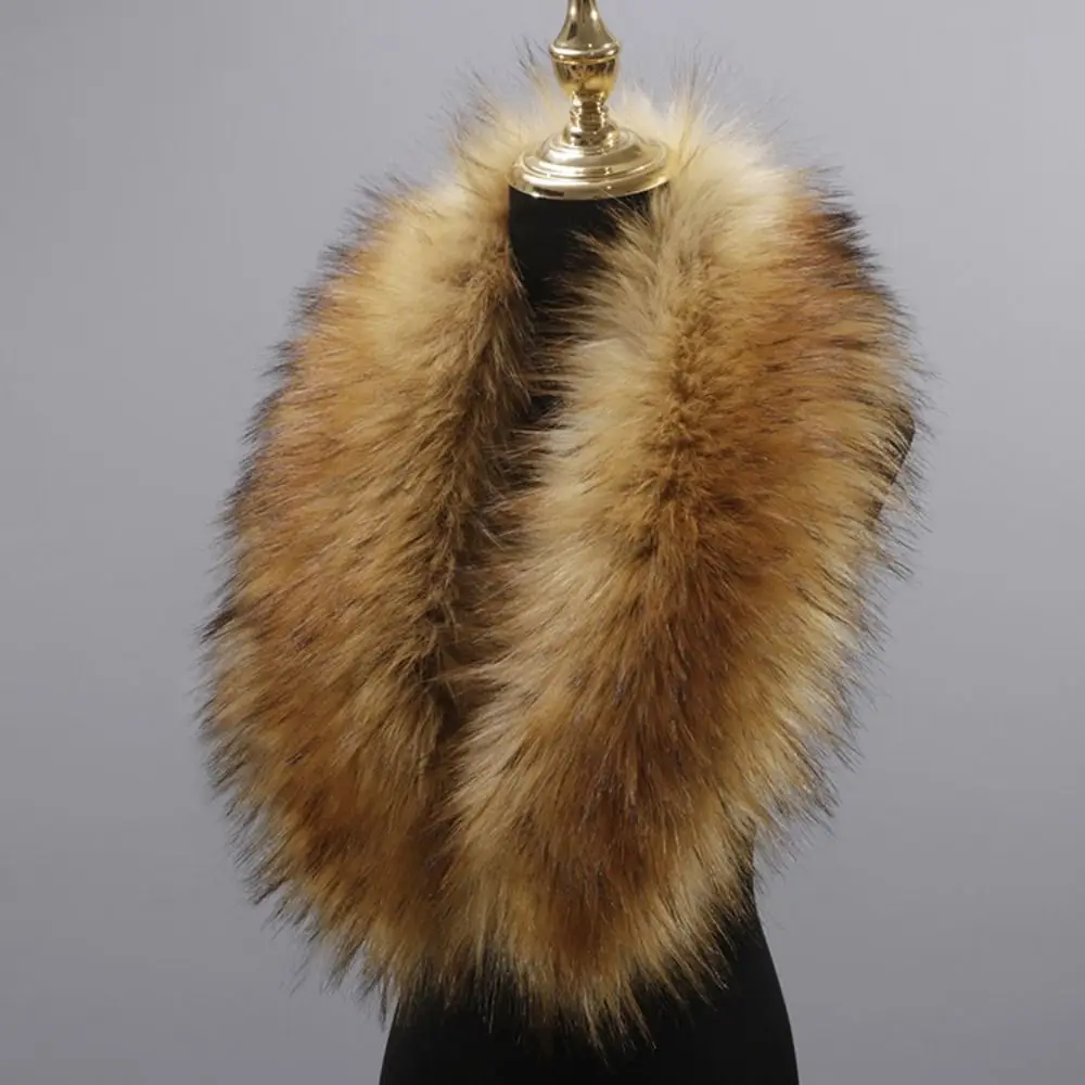 

New 80cm Large Faux Fur Collar Detachable Keep Warm Fur Gray Collar Coat Scarves Winter Plush Fake Fur
