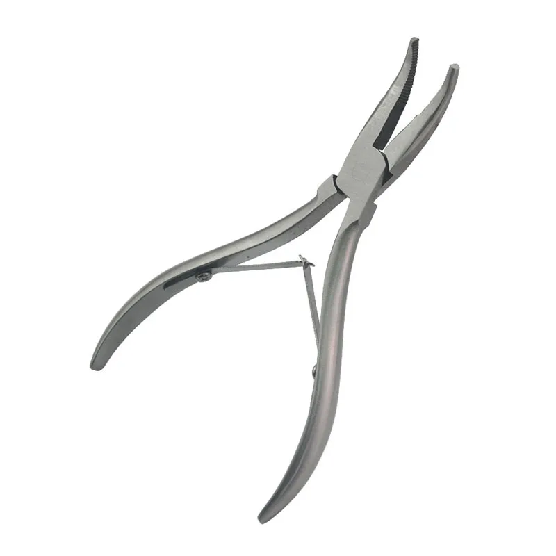 1 PC 5 inch Silver Stainless Steel Bent Nose Plier with small grooves Multi hair extension pliers