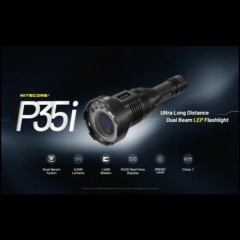 NITECORE P35i LEP Flashlight  XP-G3 LED 3000Lumen Rechargeable Include NL2150HPi Battery+RSW2i Remote Switch &OLED Display