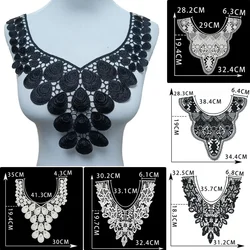 Wholesale sales 1-10 pieces of decorative accessories black and white embroidered polyester hollow DIY Collar shape sewing lace