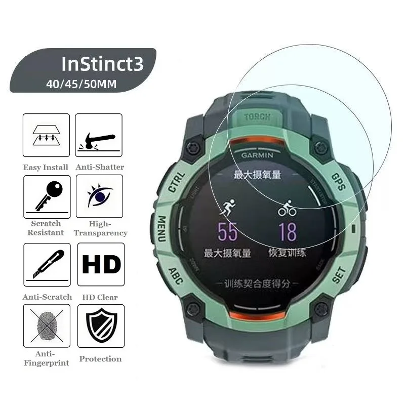 Protector de pantalla para reloj inteligente Garmin Instinct 3, 50mm Instinct E 40mm 45mm, película protectora de vidrio templado a prueba de arañazos, 5 uds.