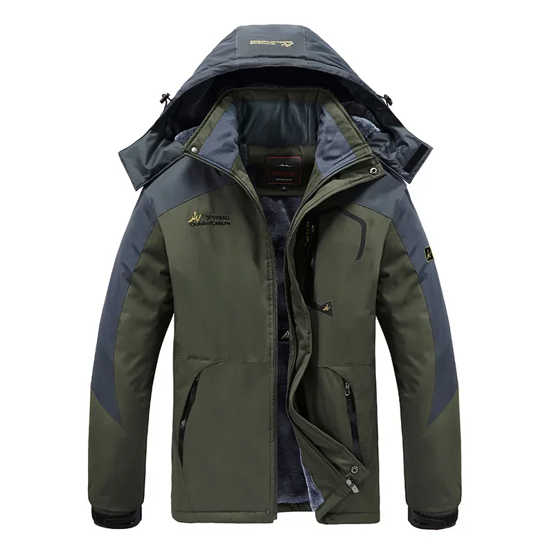 Giacca a vento con cerniera imbottita allentata da uomo Parka addensato da uomo Plus Size 8XL Parka oversize impermeabile da uomo addensare giacche con cappuccio