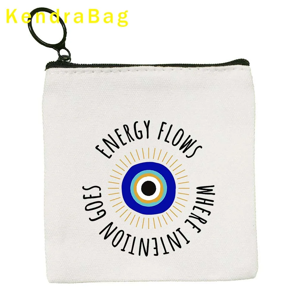 Turkish Mati Blue Evil Eye Protection Mandala Flower Masallah Nazar Canvas Coin Purse Key Case Storage Bags Wallet Zipper Pouch