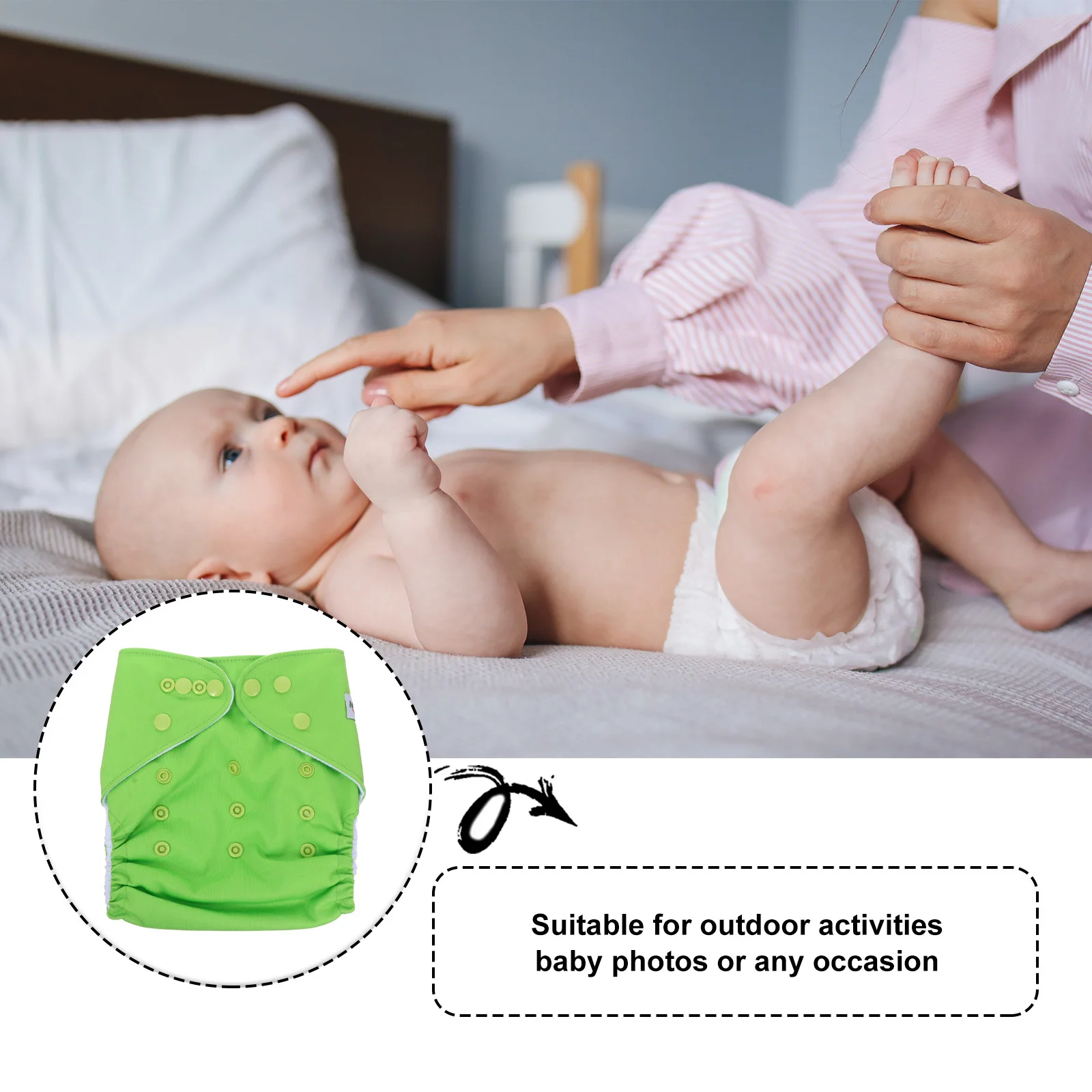 حفاضات قماشية قابلة للغسل وإعادة الاستخدام، سراويل تدريب للأطفال قابلة للتنفس بلون سادة ومريحة ومتينة #4