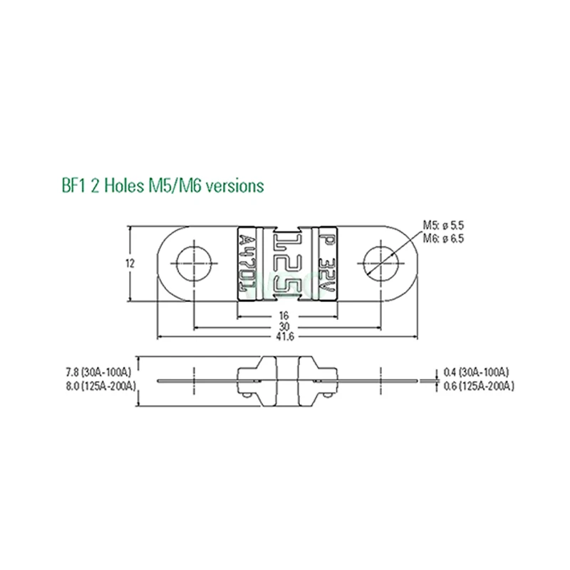 1 قطعة بولت أسفل السيارات BF1 فيوز السيارات فيوز 30A 40A 50A 60A 70A 80A 100A 125A 150A 175A 200A شقة نوع فيوز تصنيف 32V LITTELFUSE BF1 #4