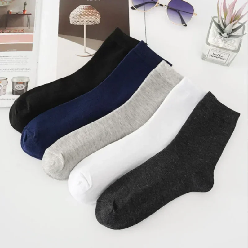 Men\'s Cotton Socks 10 Pairs / Lot Black White Gray Business Casual Sock Crew Soft Calcetines Breathable Spring Summer for Male