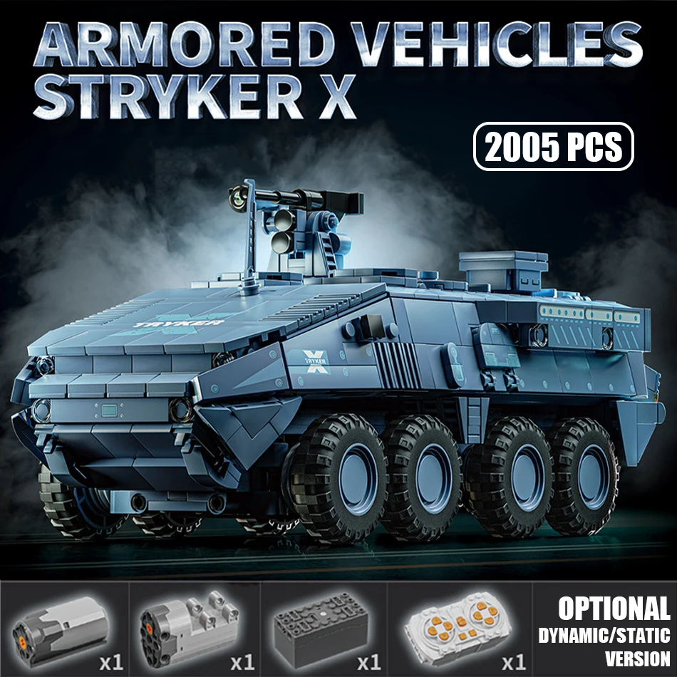 MOC Military Stryker Infantry Carrier Vehicle Building Blocks US Army Stryker Armored Cars Bricks Toys for Children Adult Gifts