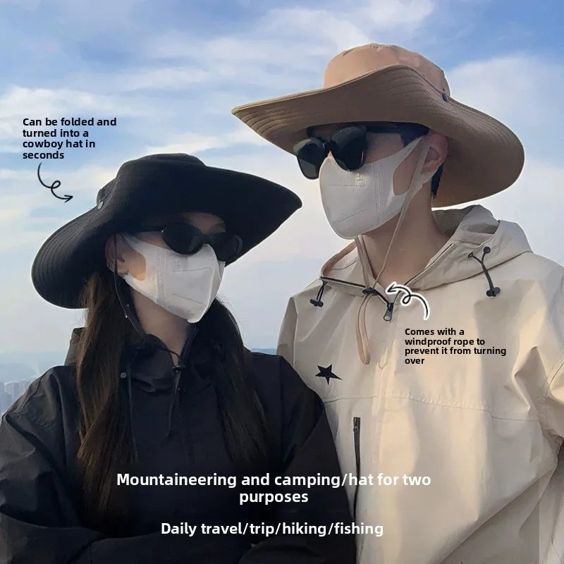 1PC Unisex Quick Dry Bucket Hats Outdoor Sunscreen Fishing Cap with String for Men Women Hiking