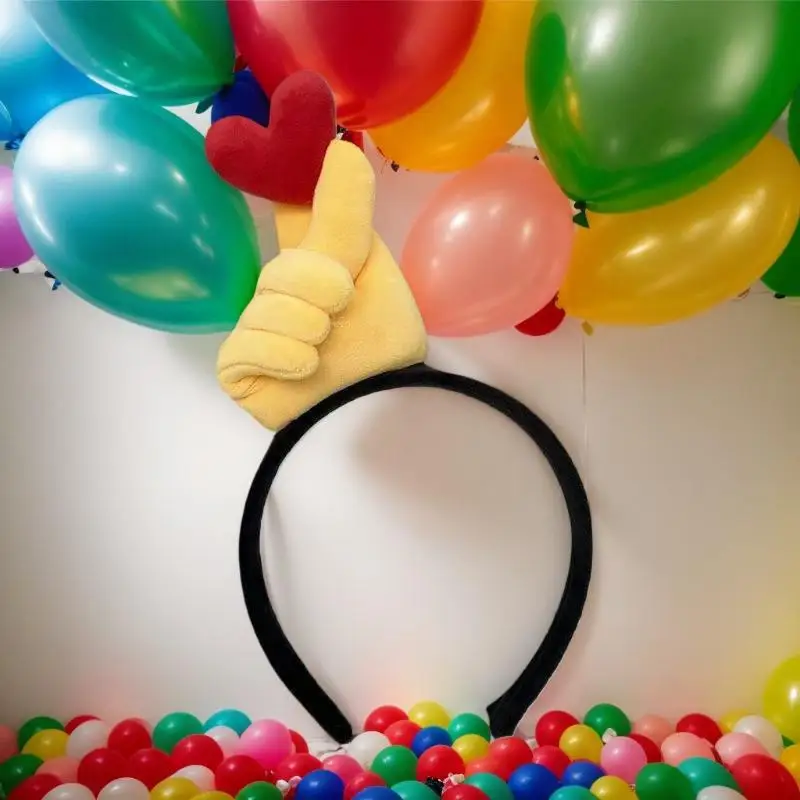 Plush Thumbs-up Gesture Hair Hoop; Funny Cosplay Party Hair Accessory