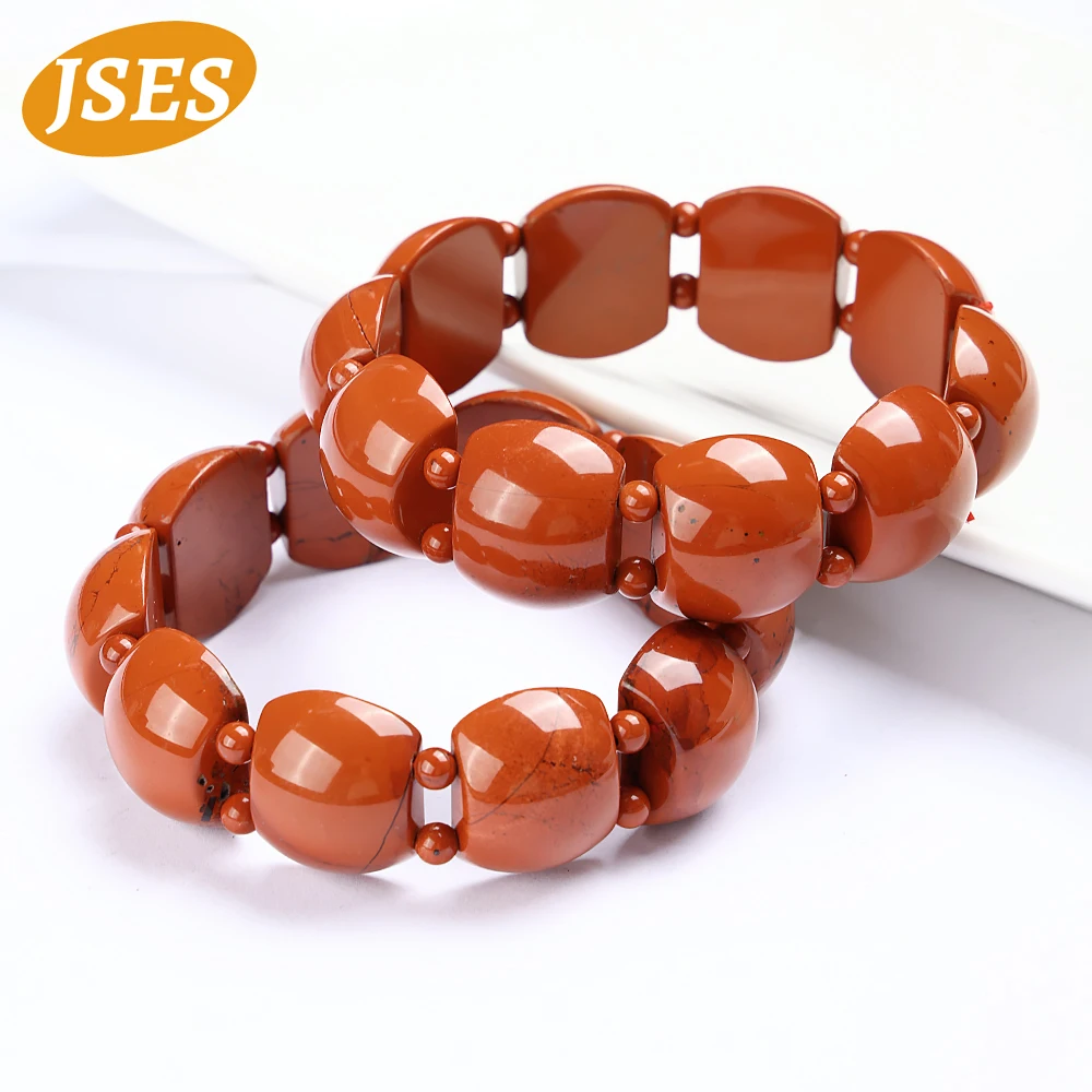 Natural Stone Bracelet Red Jasper Beads Bangle Fit DIY Charms Halloween Birthday Valentine's Day Christmas Fashion Jewelry Gifts