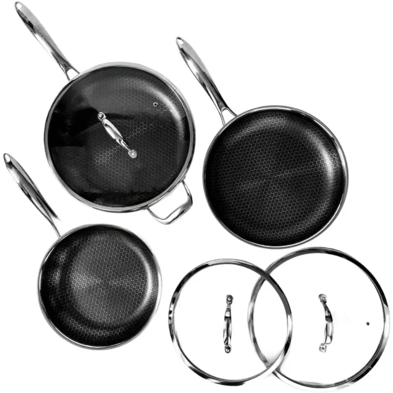 

Stainless steel frying pan set, suitable for induction cooker， non stick pot set cooking food