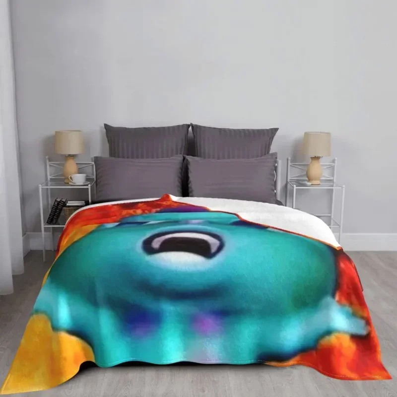 Bibble Meme Fire Blanket Flannel Spring Autumn Anime Cartoon Cute Breathable Lightweight Thin Throw Blanket Bed Bedroom Quilt