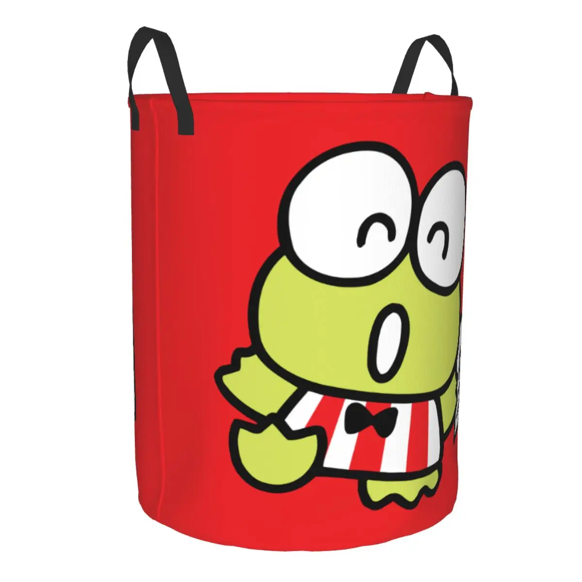 Custom Keroppi Cute Cartoon Laundry Basket Collapsible Big -eyed Frog Anime Toy Clothes Hamper Storage Bin for Kids Nursery