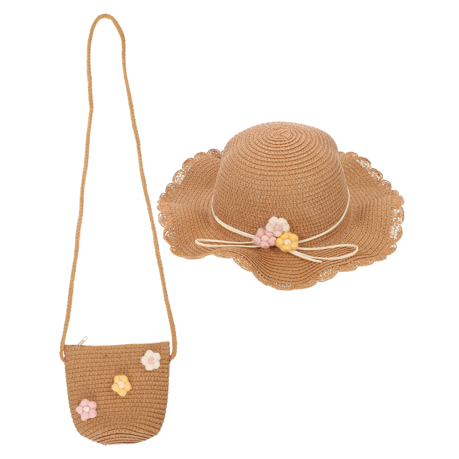 

Hat Bag Set Bucket Beach Play Hats Girls 's Wide Brim Sun Sunhat