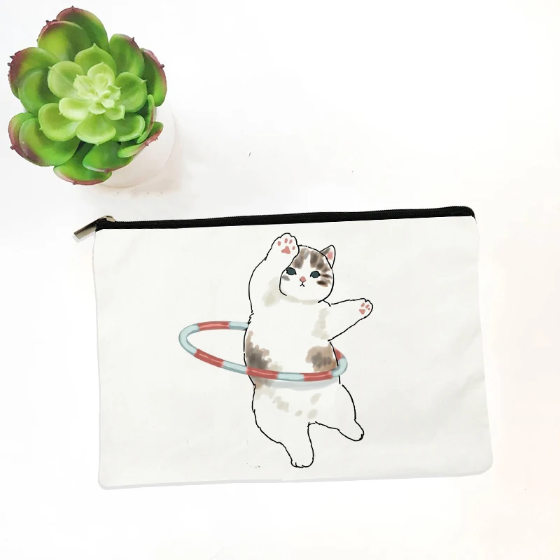 Bolsa de maquillaje Kawaii Cat Anime, estuche escolar para lápices, organizador de almacenamiento de papelería, bolsa de aseo para bebés, bolsas pequeñas de viaje para niños