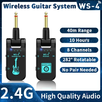2.4GHZ Wireless Guitar Transmitter Receiver Built-in rechargeable Wireless Guitar Transmitter for Electric Guitar BASS 48K/16bit