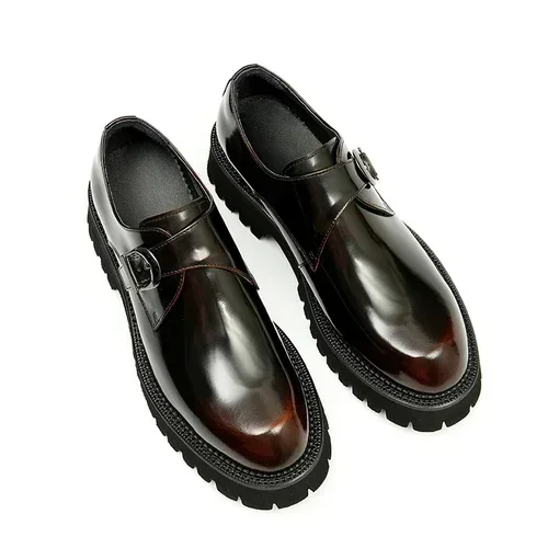 

Business Suit Men Leather Shoes Leather Platform Bright Buckle Leisure Trend Men Shoes
