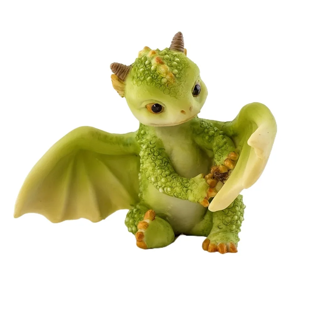 

Handicraft Mini Cute Dragon Ornament Statue Waterproof Dragon Resin Sculpture Ornament Collectible Dinosaur Models