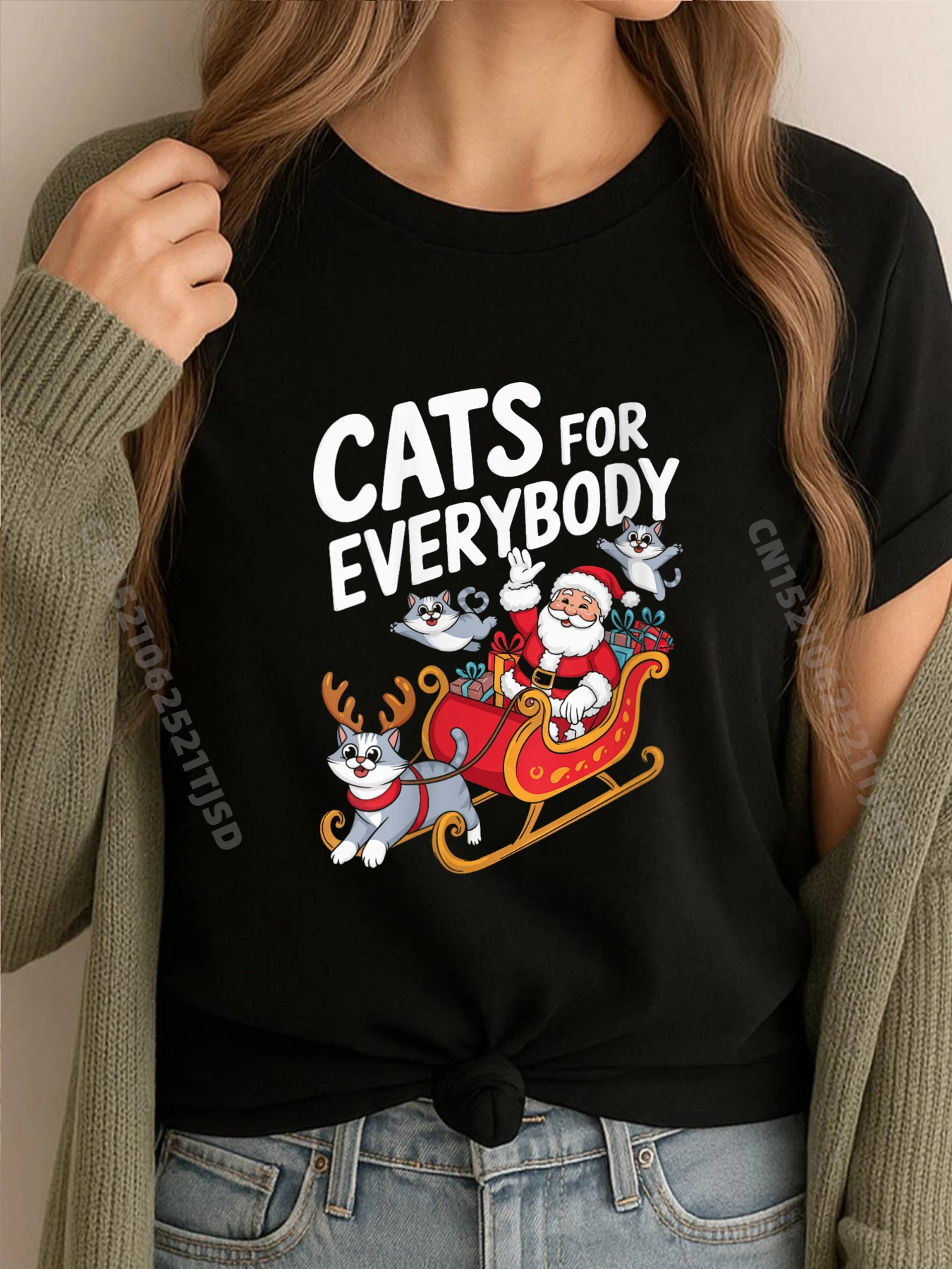 

Женские рождественские кошки, женские рождественские кошки для всех, праздничный кот, Санта-Клаус, Camisas Basicas Hombre, молодежные забавные футболки в английском стиле