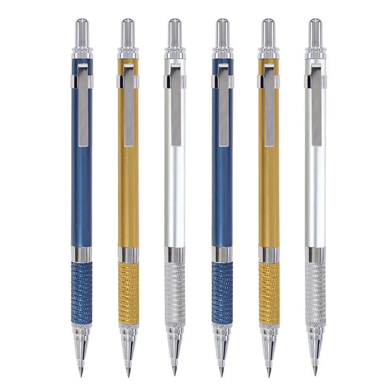 Blue Golden Silvery 2.0mm Metal Automatic Pencil Black Hb Lead Core Smooth Writing School Office Writing Painting Stationery