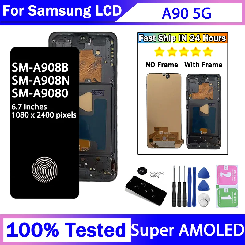 67インチamoled-サムスンa90-5g用lcdディスプレイ-lcdタッチスクリーンデジタイザー-サムスンa908b-a908n-a9080用ディスプレイフレーム