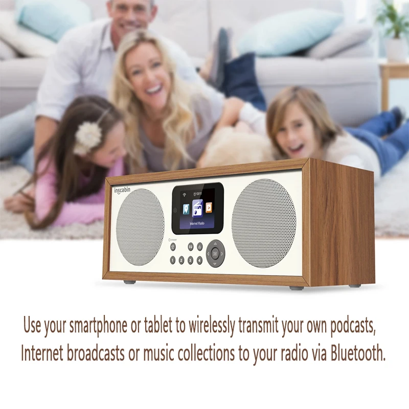 Inscabin Audience Bluetooth Sound Box LED Retro Bedroom Radio Network With Spotify Connect Portable Wireless Stereo Speakers