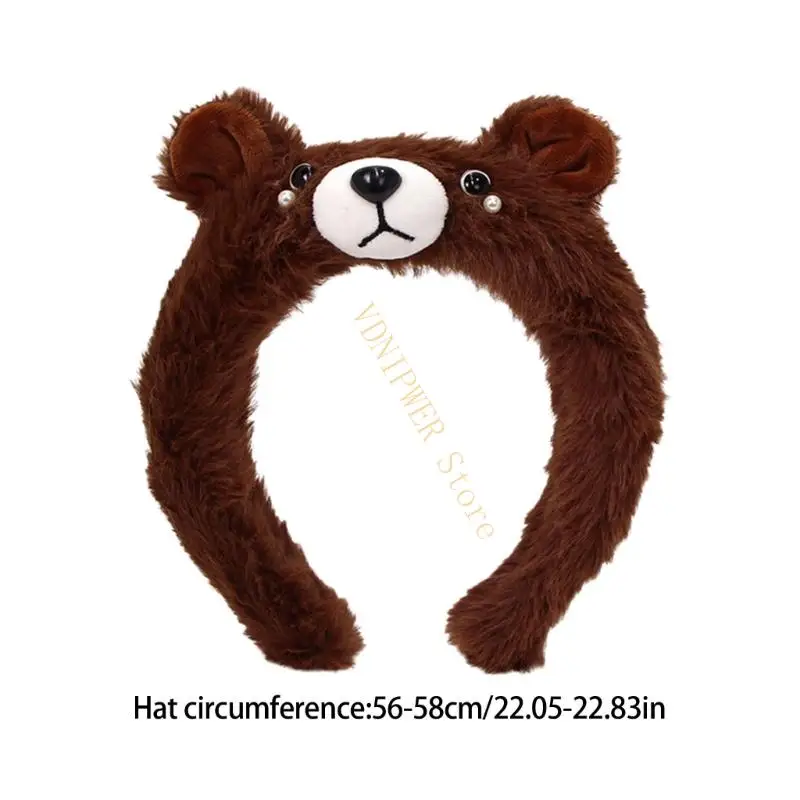 Lovely Plush Bear Ear Hairband Cartoon Hairhoop For Women Teens Face Washing D08E