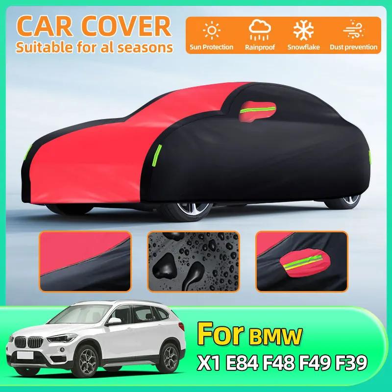 Всепогодный водонепроницаемый автомобильный чехол, солнцезащитный козырек, универсальные защитные автомобильные чехлы со светоотражающими полосками, подходят для BMW X1 E84 F48 F49 F39 Всепогодный водонепроницаемый автомобильный чехол, солнцезащитный козырек, универсальные защитные автомобильные чехлы со светоотражающими полосками, подходят для BMW X1 E84 F48 F49 F39