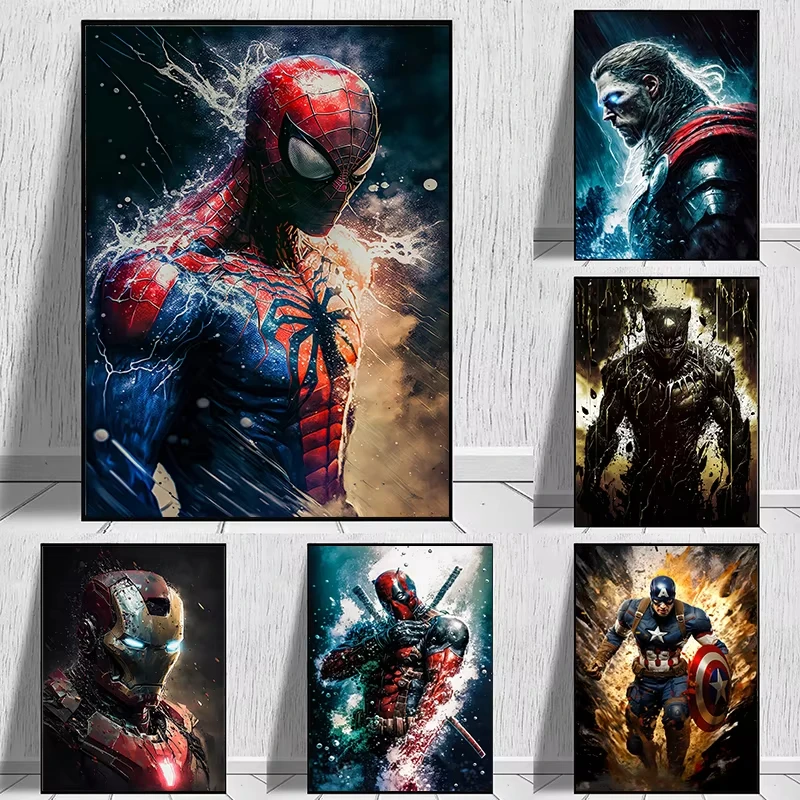 Marvel Movie Superhero Wall Art Posters Spider Man Iron Man Venom Simple Home Decor Canvas Painting Mural Prints Pictures