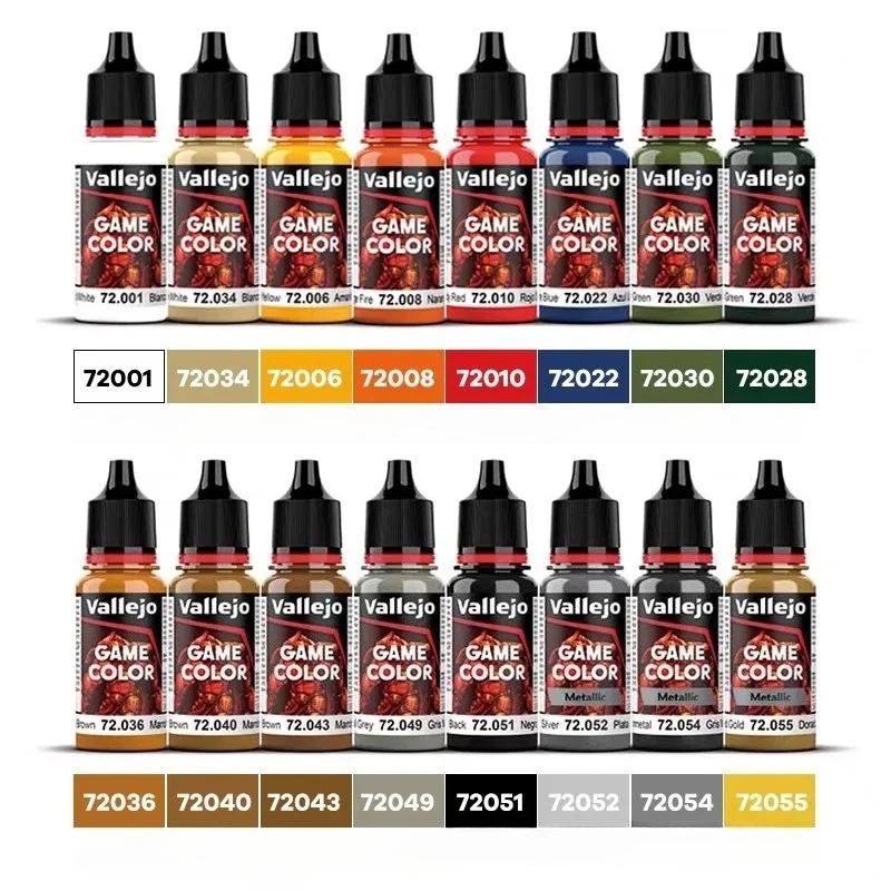 Vallejo Game Color Acrylic Paint Set 18ml X16 Pcs Fantasy Wargame Miniature Painting Pigment Starter Expert Model Hobby Supplies