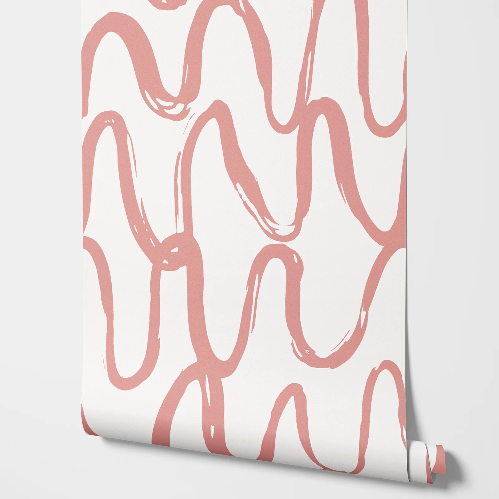 Pink Brush Wallpaper Peel and Stick.Watercolor Geometric Boho Wall Mural For Room Decoration,Self-adhesive Or Traditional Papers