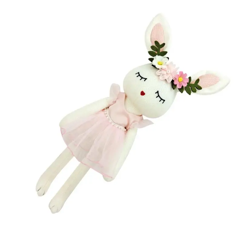 Knit Rabbit Toy Rabbit Doll Stuffed Animals Stuffed Bunny Cute Doll 14 Inch Plush Pillow Rabbit Plush With Tulle Princess Dress