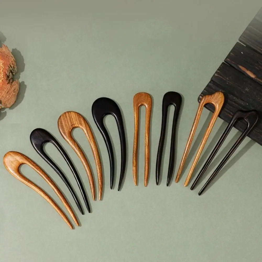 Wooden Chinese Hair Sticks Fashion Hairpin U Shaped Women Hair Bun Hair Styling Tools Headwear Hair Forks
