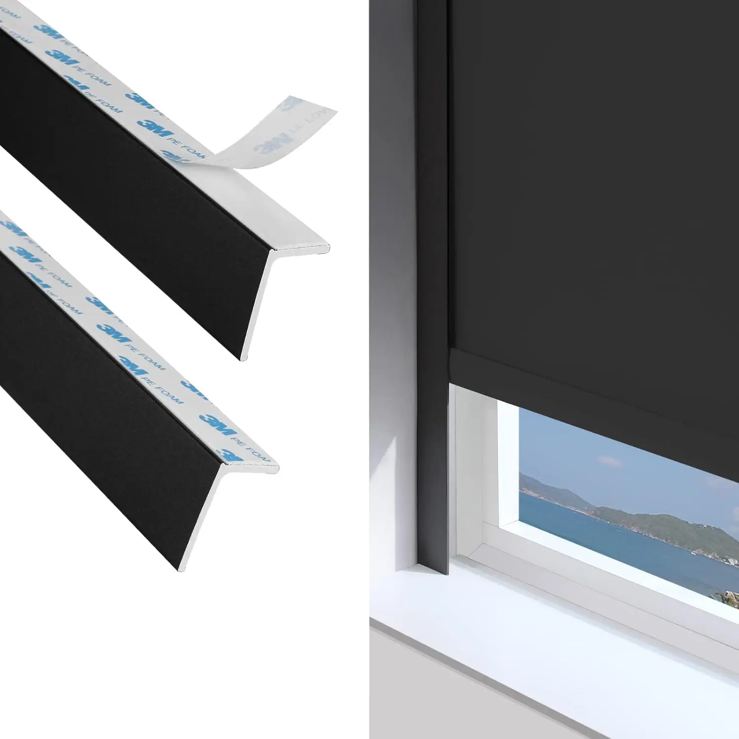

PVC Light Gap Blockers 79in Blackout Side Tracks for Window Blinds and Shades, Light Blocking Strips for Home Bedroom Nursery