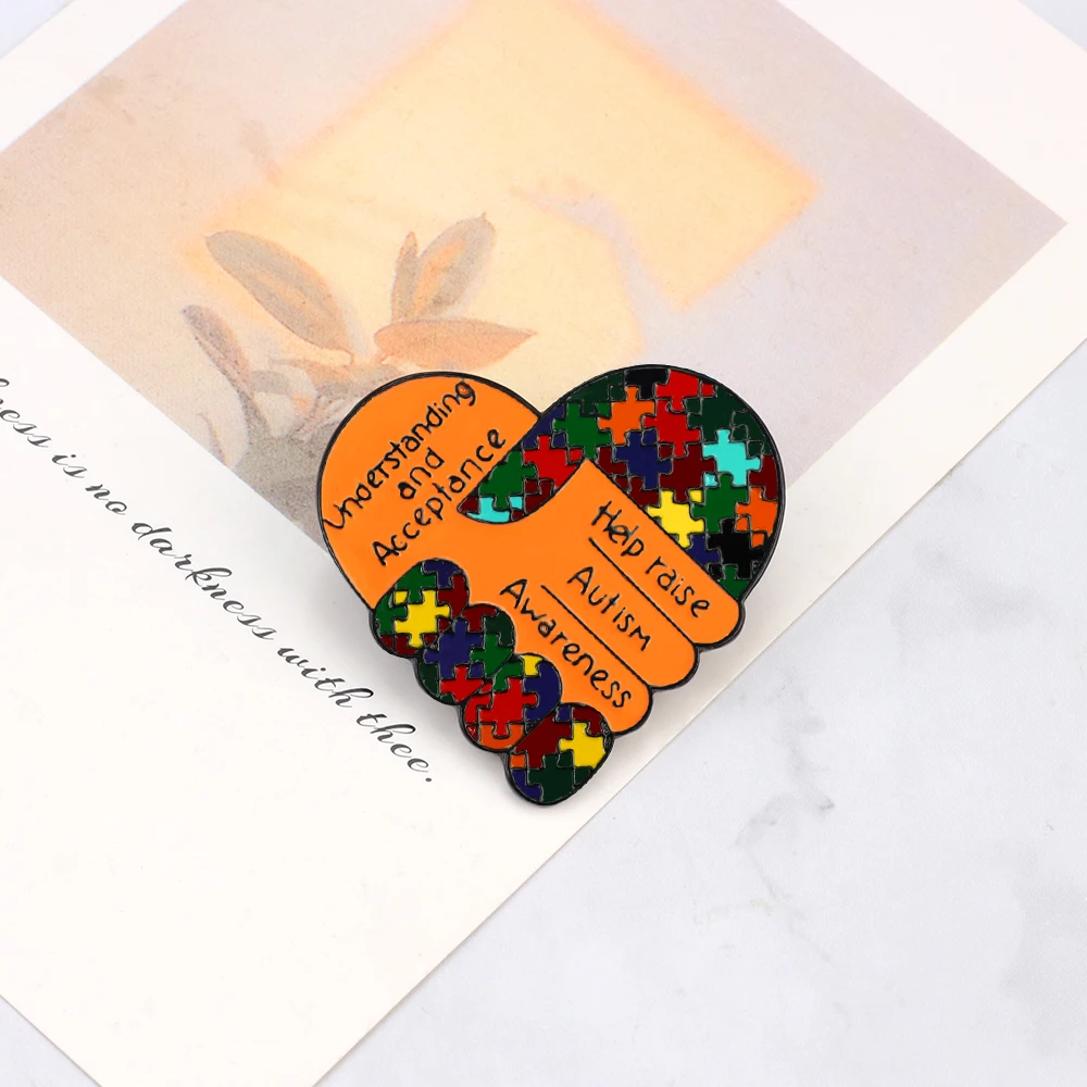 Help Raise Autism Awareness Brooch Jewelry Understanding&Acceptance Autistic Patient Enamel Pin Badge for Caring Children Health