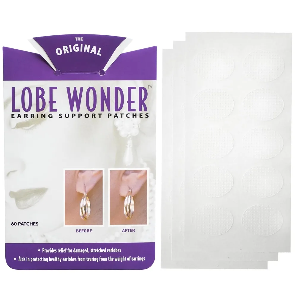 Parche de Soporte para Lóbulo de la Oreja, Transparente, Sin Látex, 60 Unidades, Invisible, Protege Contra Roturas y Estiramiento, Recuperación de Agujeros en el Lóbulo, Cuidado para una Curación Saludable del Lóbulo, para Pendientes Pesados y Uso Diario
