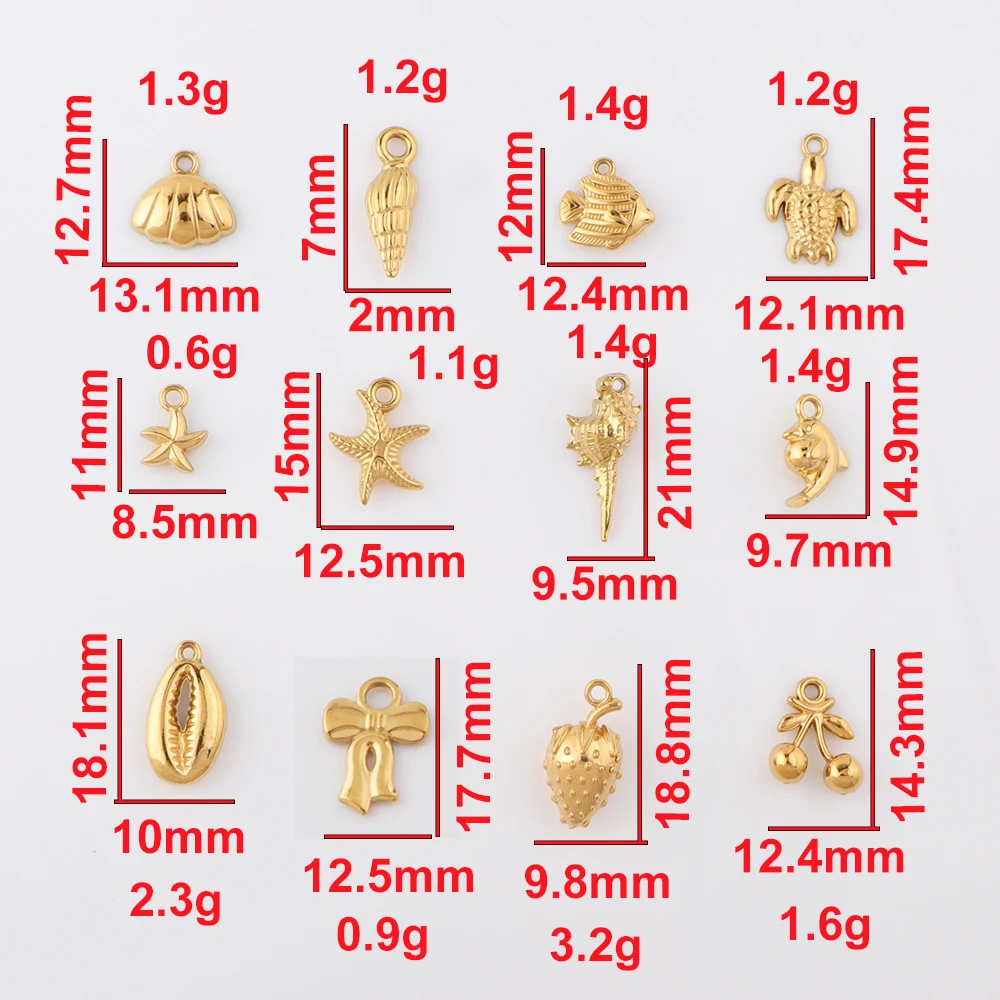 5pcs/lot Stainless Steel Fish Turtle Shell Conch Dolphin Starfish Charms Pendants for DIY Ocean Series  Jewelry Making