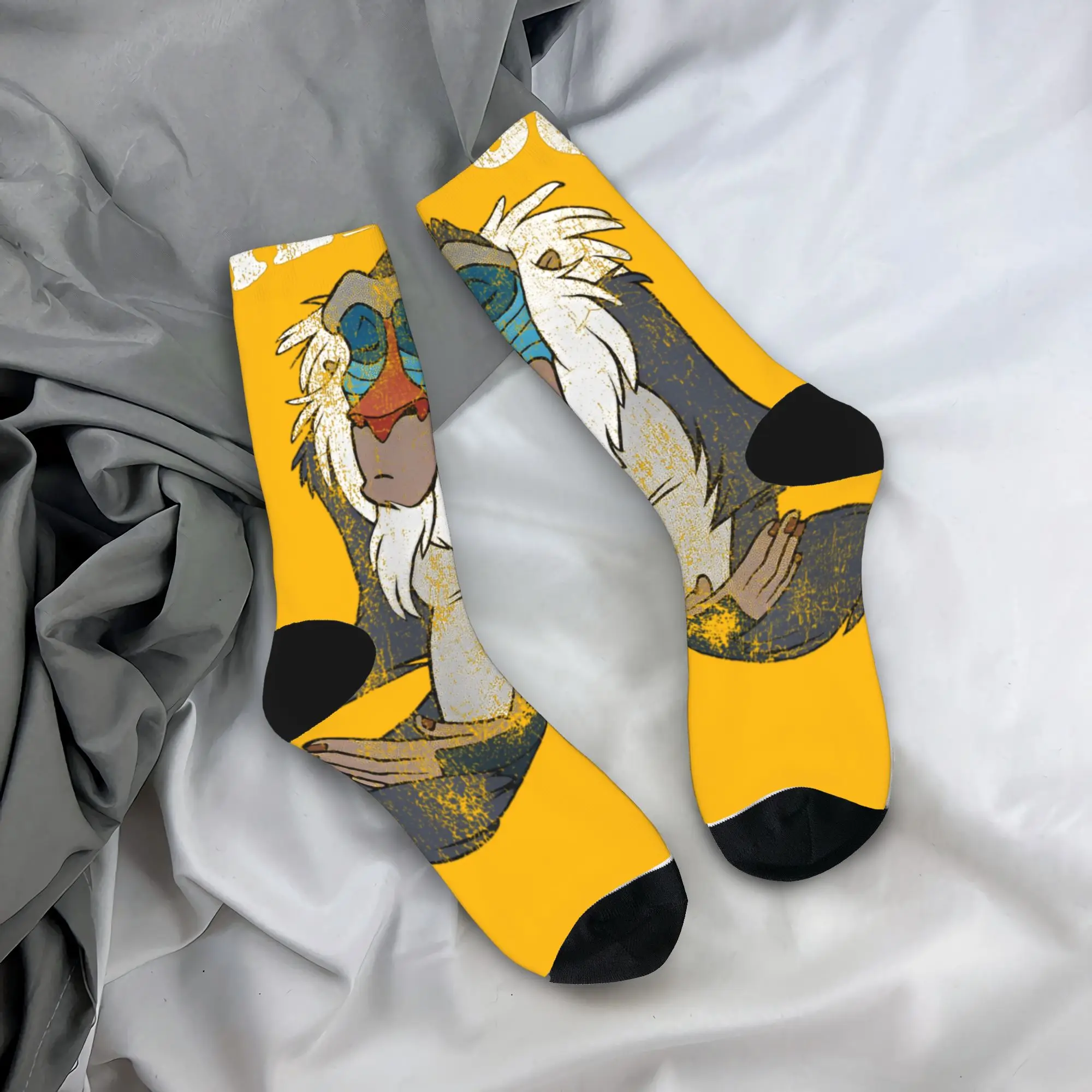 Lion King Rafiki Chill Out Meditation  Stockings  Design Funny Socks Spring Non-Slip Socks Women Men Cycling Medium Soft Socks