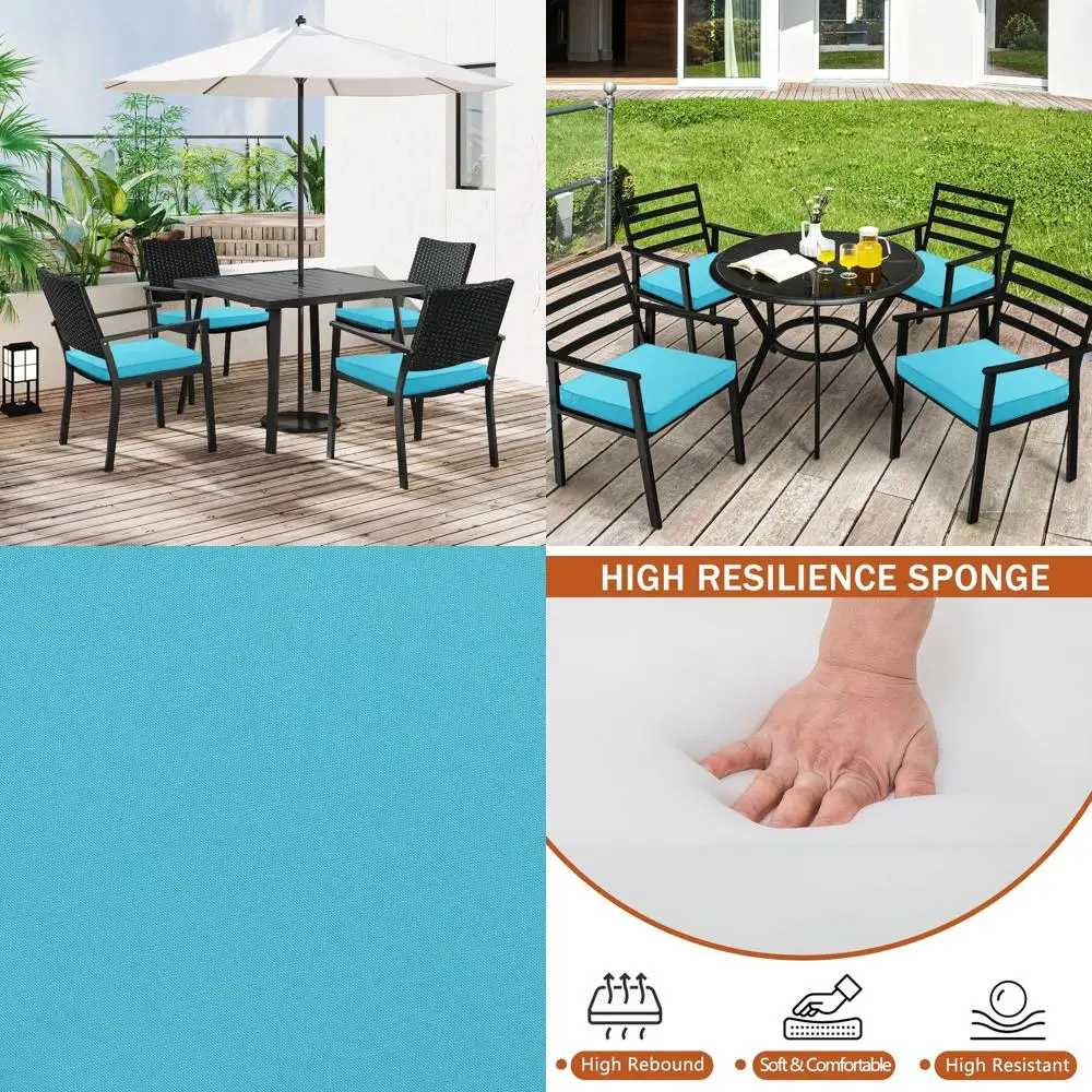 19 Waterproof Patio Chair Cushions, 4-Pack, 19x19 Inches, Thick Seat Cushions for Outdoor Furniture, Teal