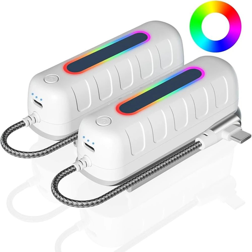 NEW 2Pcs 5000mAh extended power bank, lightweight and portable RGB light design, provides an additional 2-4 hours of play time