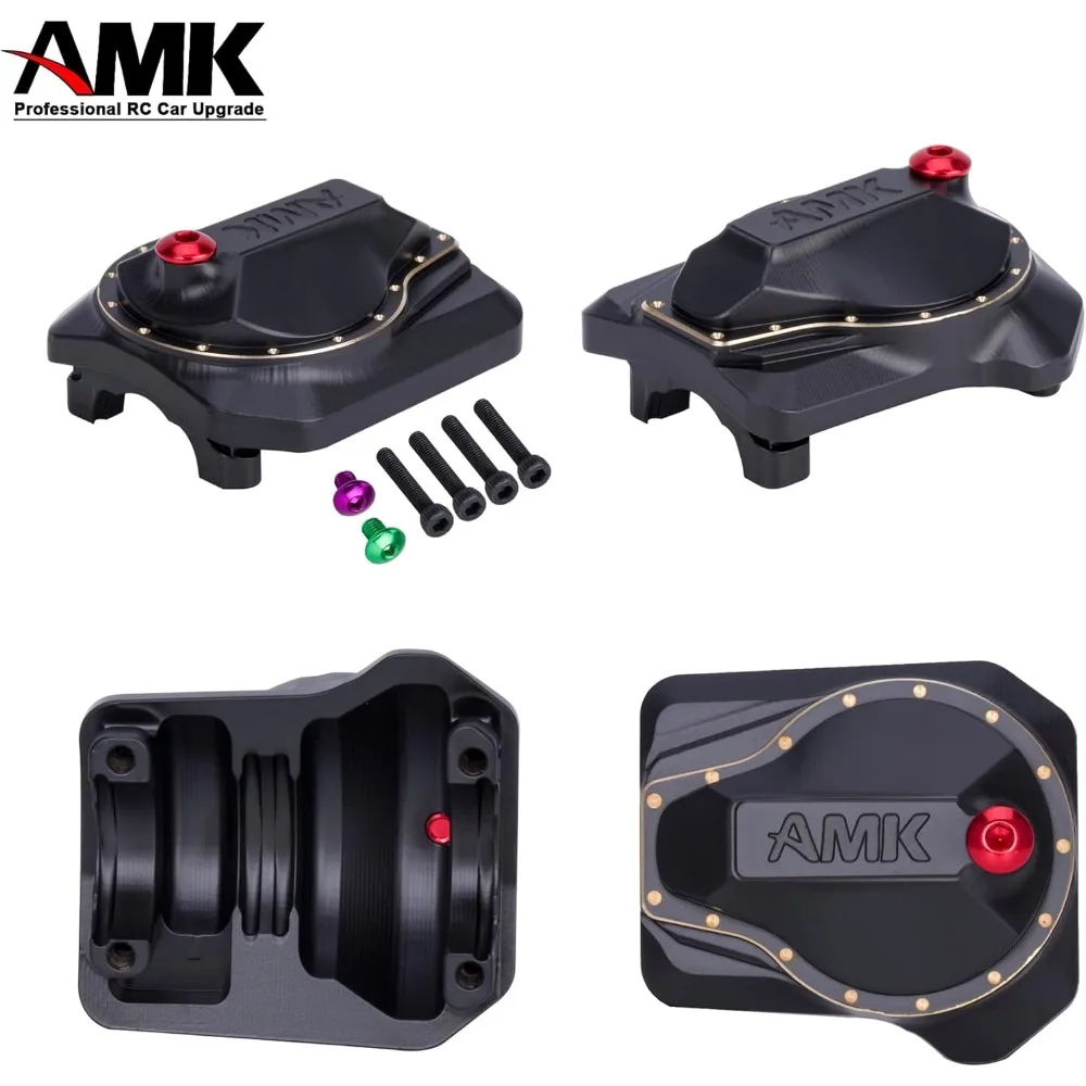 AMK TRX4 Portal Axle Housing Brass Diff Cover with Oiling Hole, Front and Rear Axle Housing Covers for 1/10 RC Crawler Car TRX4