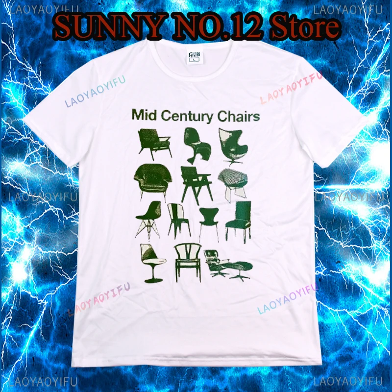 Fashionable Summer Medieval Chair Retro Style Pattern Short sleeved Top T-shirt