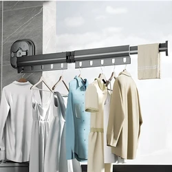 Suction cup folding Clothes Hanger Wall-Mounted Foldable Aluminum Alloy Clothes Drying Rack Perfect for Balcony Bedroom Kitchen