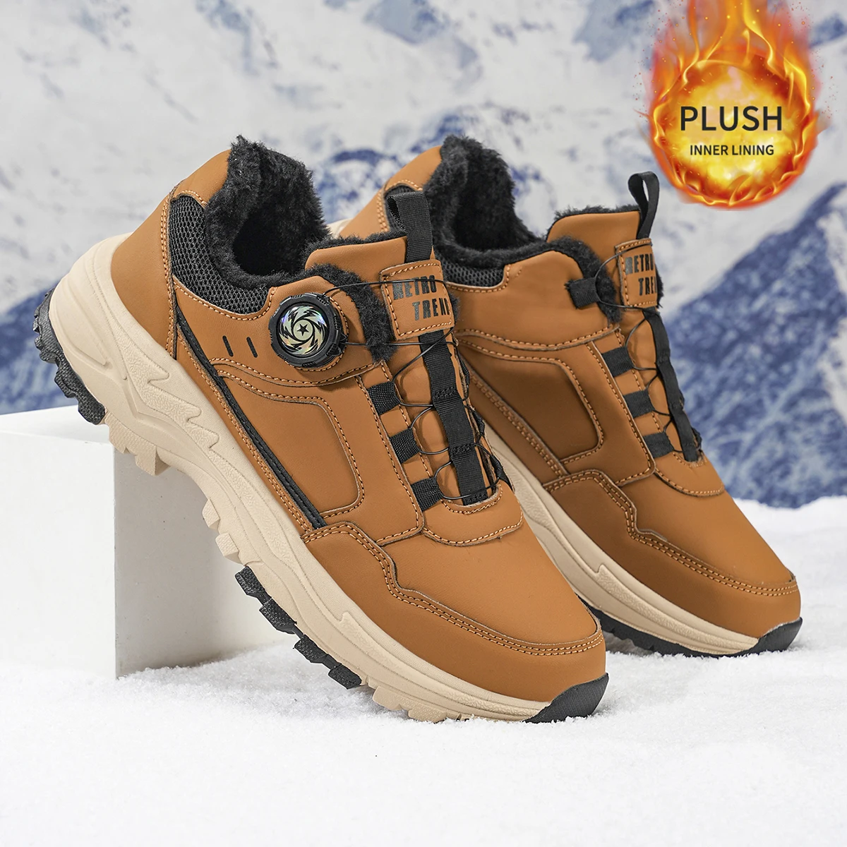 Herren-Sportschuhe in großen Größen mit Plüsch-Innenfutter, Outdoor-Wanderschuhe, bequeme, lässige, modische Trainingsschuhe für Paare – Detail 6