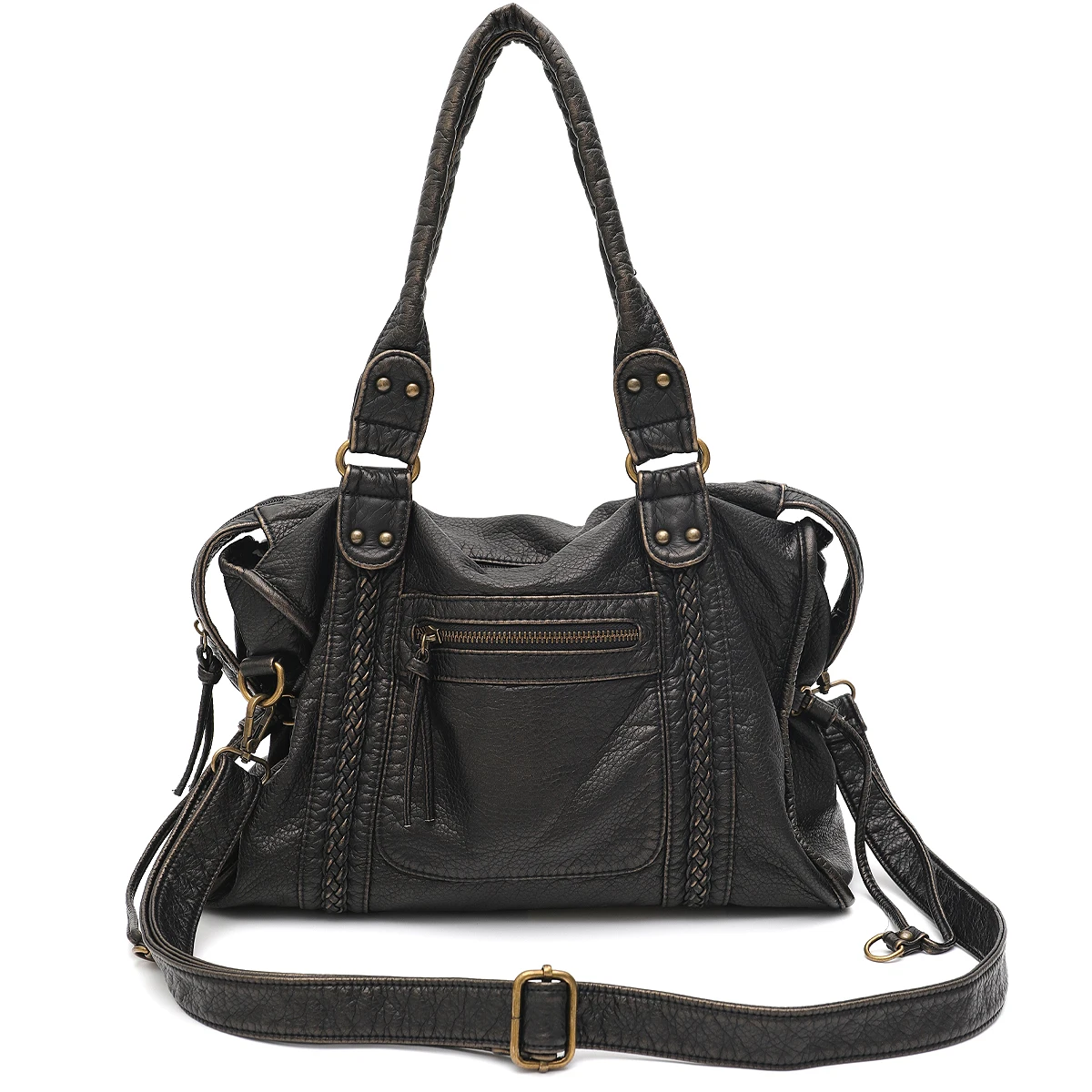 CEZIRA Vintage Washed PU Leather Shoulder Bag Unisex 6