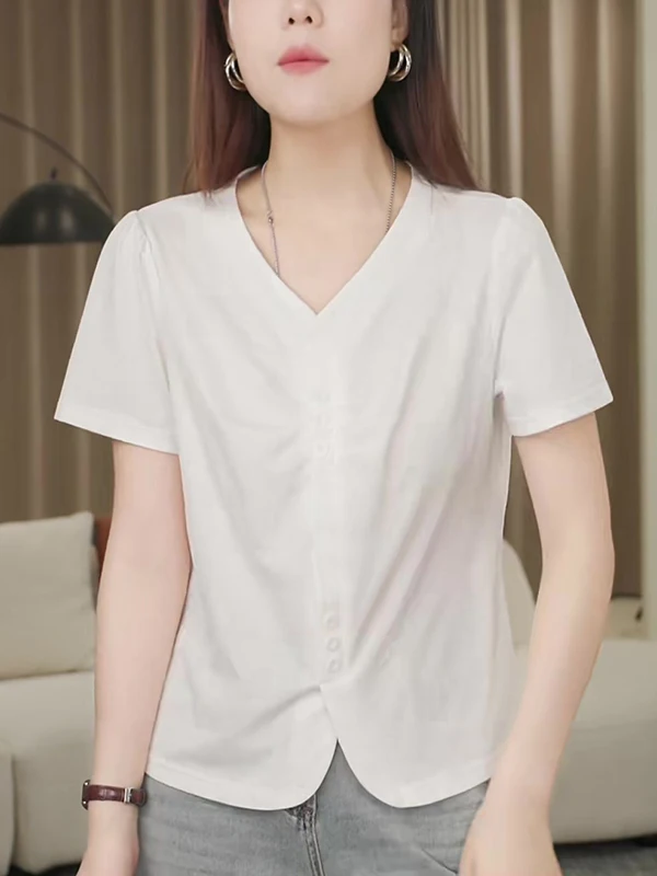 

Ele White Open Cardigan ort Sve Women's Loose Fit T-irt Commute Sle Casual Simple Unique Korean Version