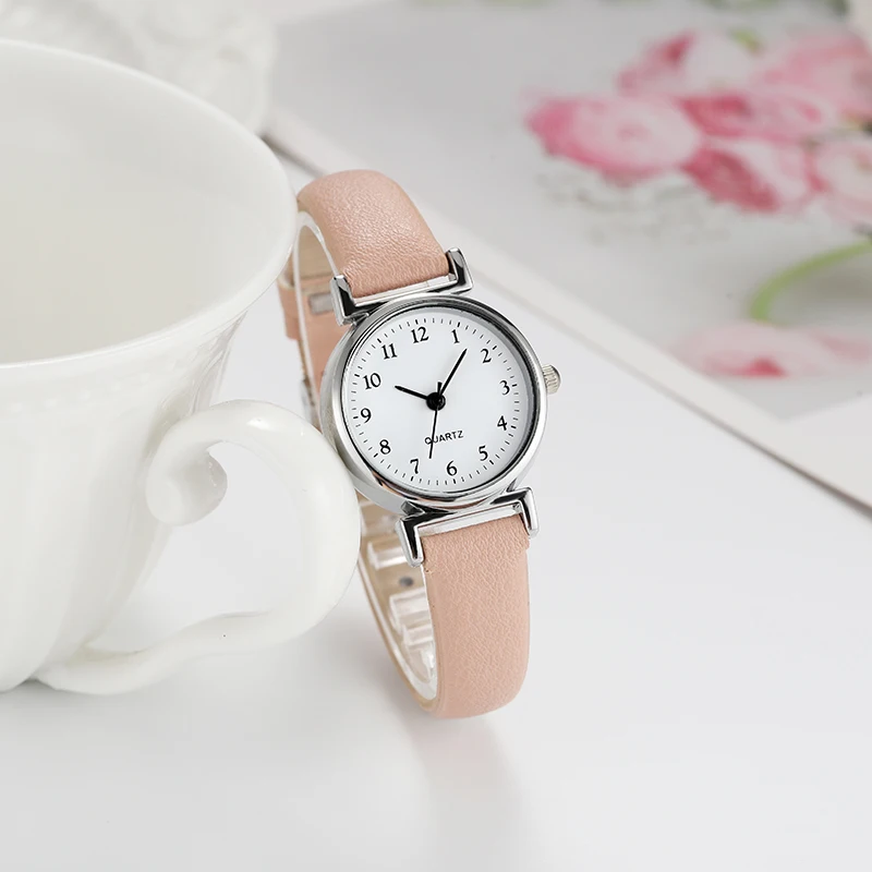 Foreign trade popular girls watch small small round watch leather quartz watch