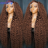Chocolate Brown Deep Wave Human Hair Wigs 13X6 Hd Lace Frontal Wig 100% Human Hair 250 Density Colored Pre Plucked Brazilian Wig