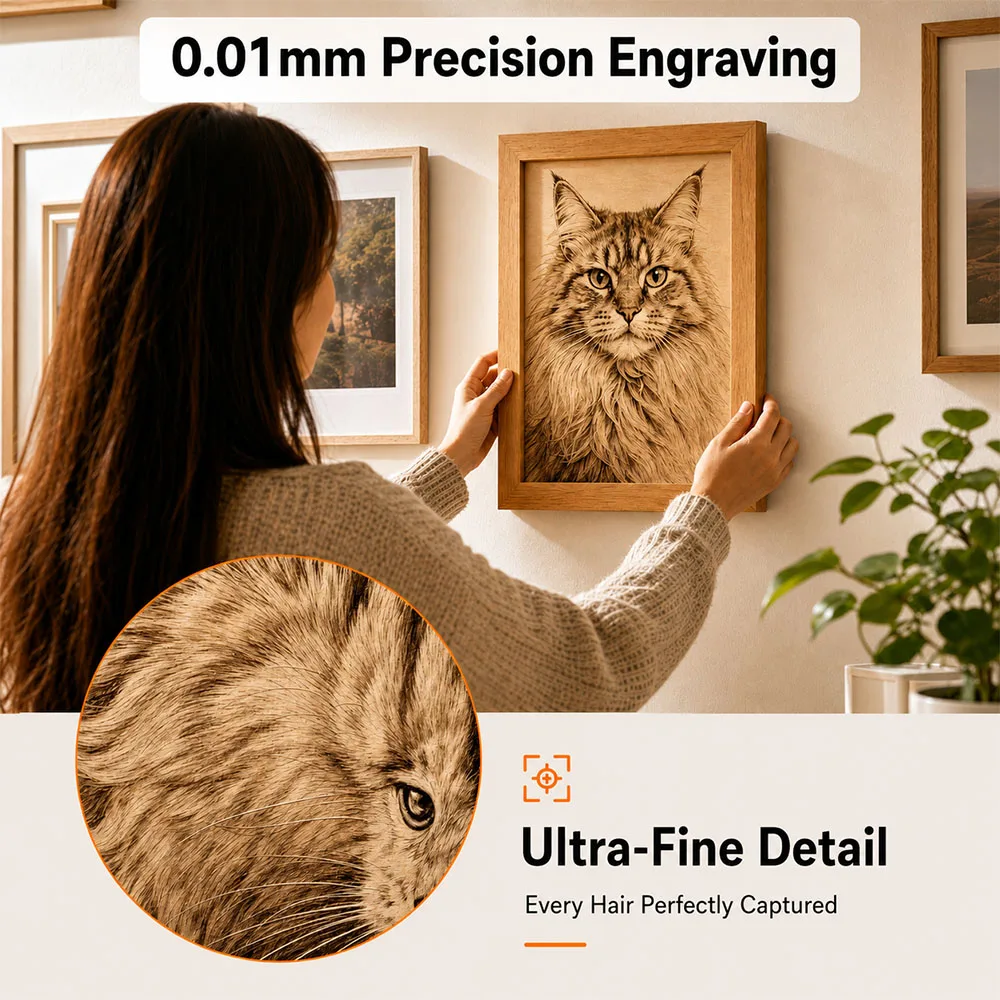 Carverall A1PRO 10W Laser Engraver with HD Camera, Class 1 Enclosed Desktop Cutter, 15000mm/min Plug & Play, WiFi App Control, for Wood Leather Acrylic Painted Metal, 3-Level Height, Home DIY Small Business view 6
