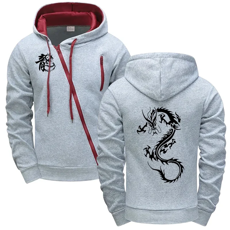 2025 في الهواء الطلق عارضة الرياضة ركوب هودي معطف التنين الصيني مطبوعة هوديي للرجال عالية الجودة مقنعين طويلة الأكمام جاكيت زيبرا #2